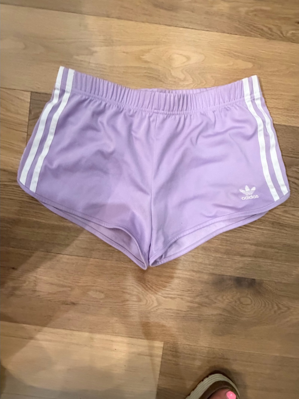 adidas Lavender Shorts with White Stripes